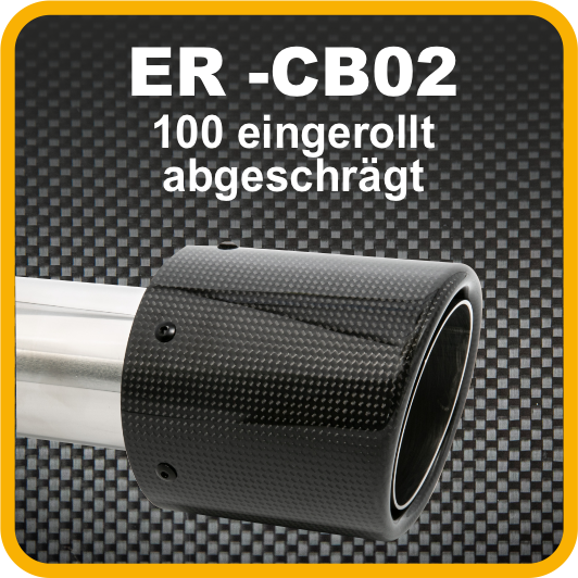 Endrohr 100mm rund Carbon abgeschrägt schwarz