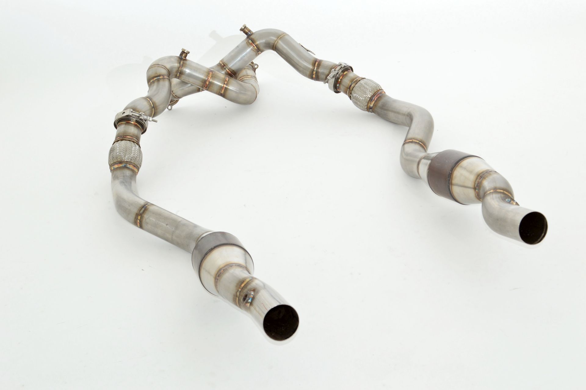 2x 76mm Downpipe mit 100 Zellen Sport-Kat. Edelstahl