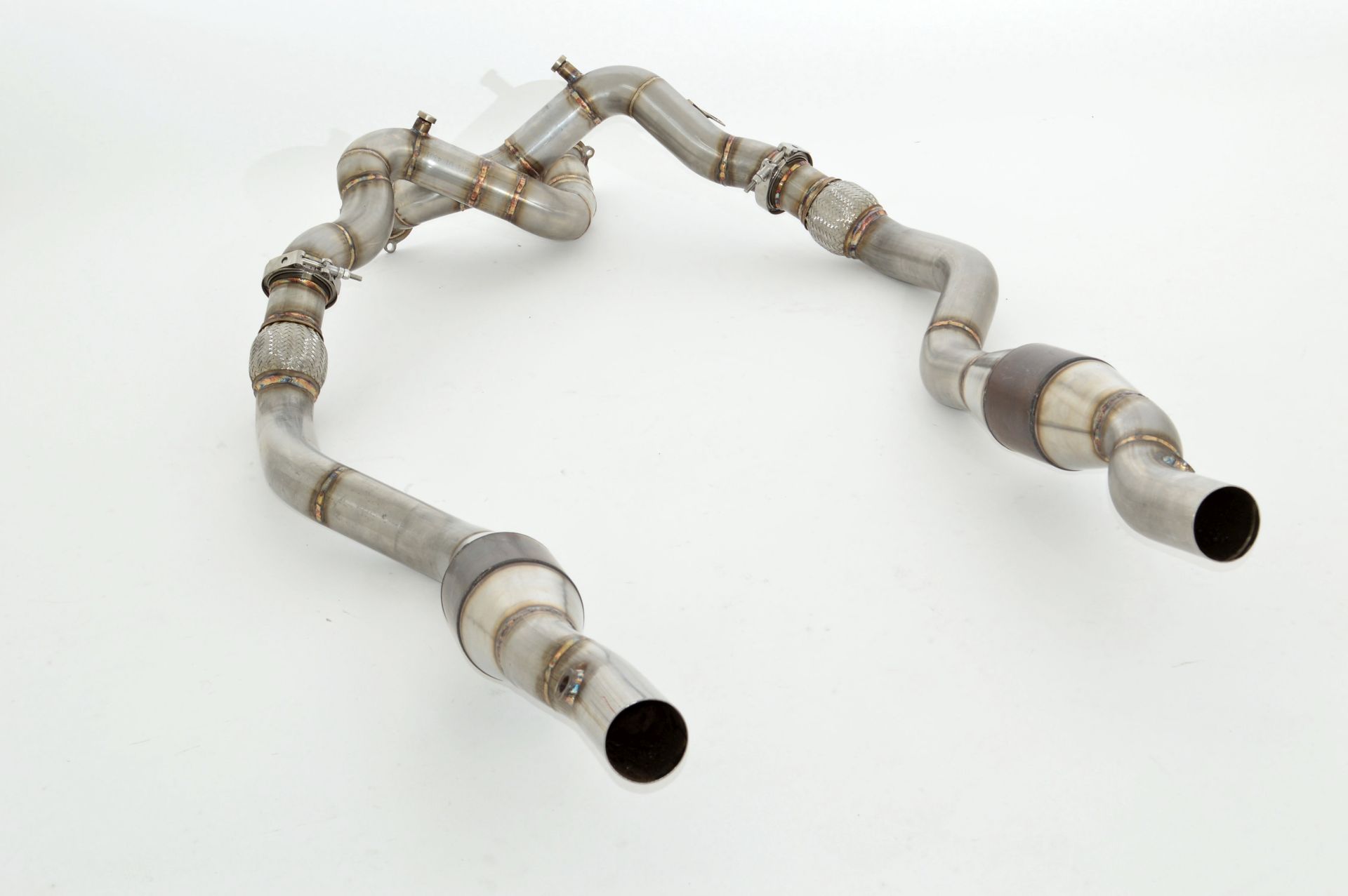 2x 76mm Downpipe mit 200 Zellen Sport-Kat. Edelstahl