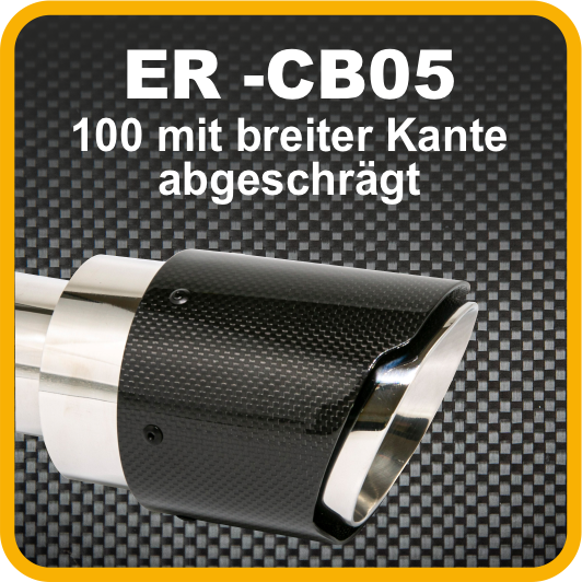 Endrohr 100mm rund Carbon breite Kante abgeschrägt schwarz